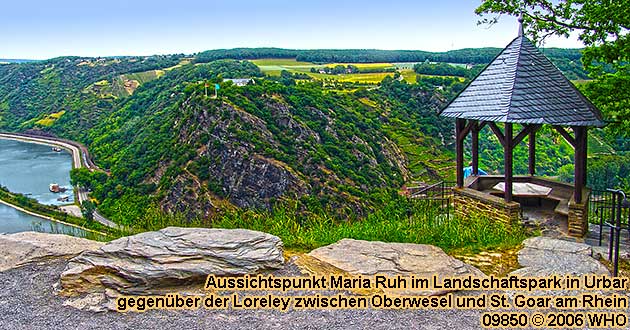 Aussichtspunkt Maria Ruh im Landschaftspark in Urbar gegenber der Loreley zwischen Oberwesel und St. Goar am Rhein